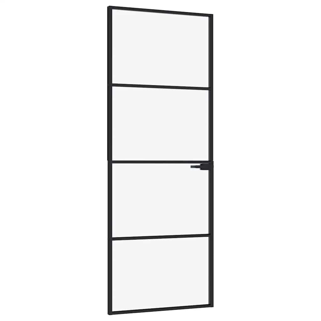 vidaXL Drzwi wewnętrzne, czarne, 76x201,5 cm, szkło i aluminium