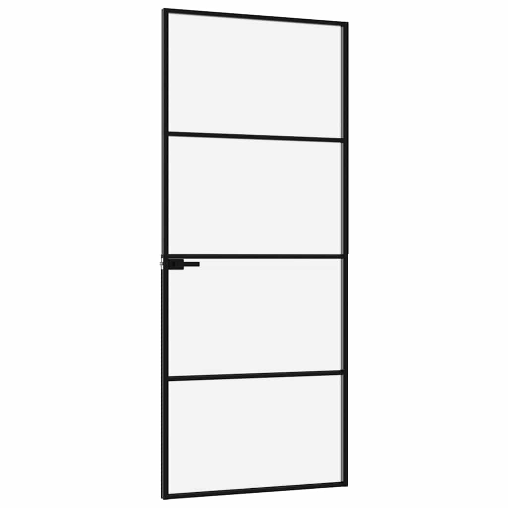 vidaXL Drzwi wewnętrzne, czarne, 76x201,5 cm, szkło i aluminium