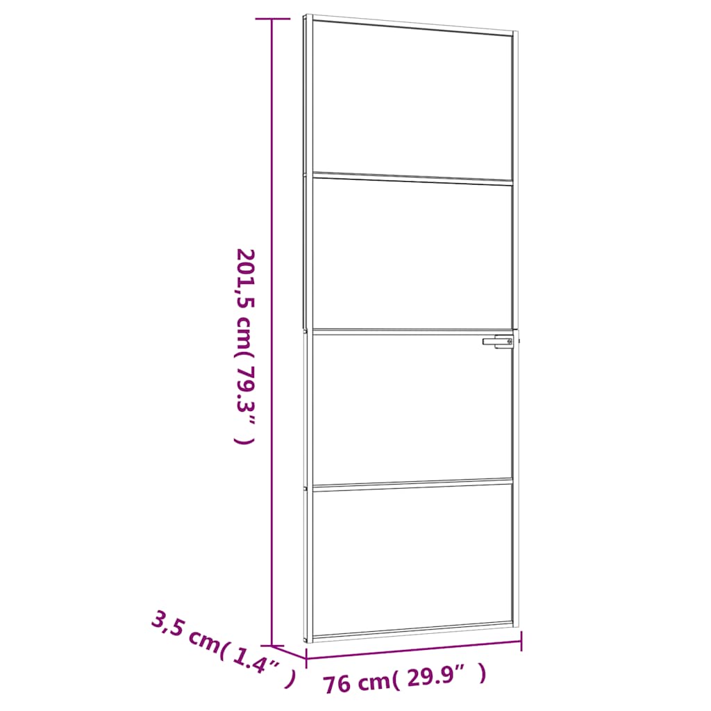 vidaXL Drzwi wewnętrzne, czarne, 76x201,5 cm, szkło i aluminium