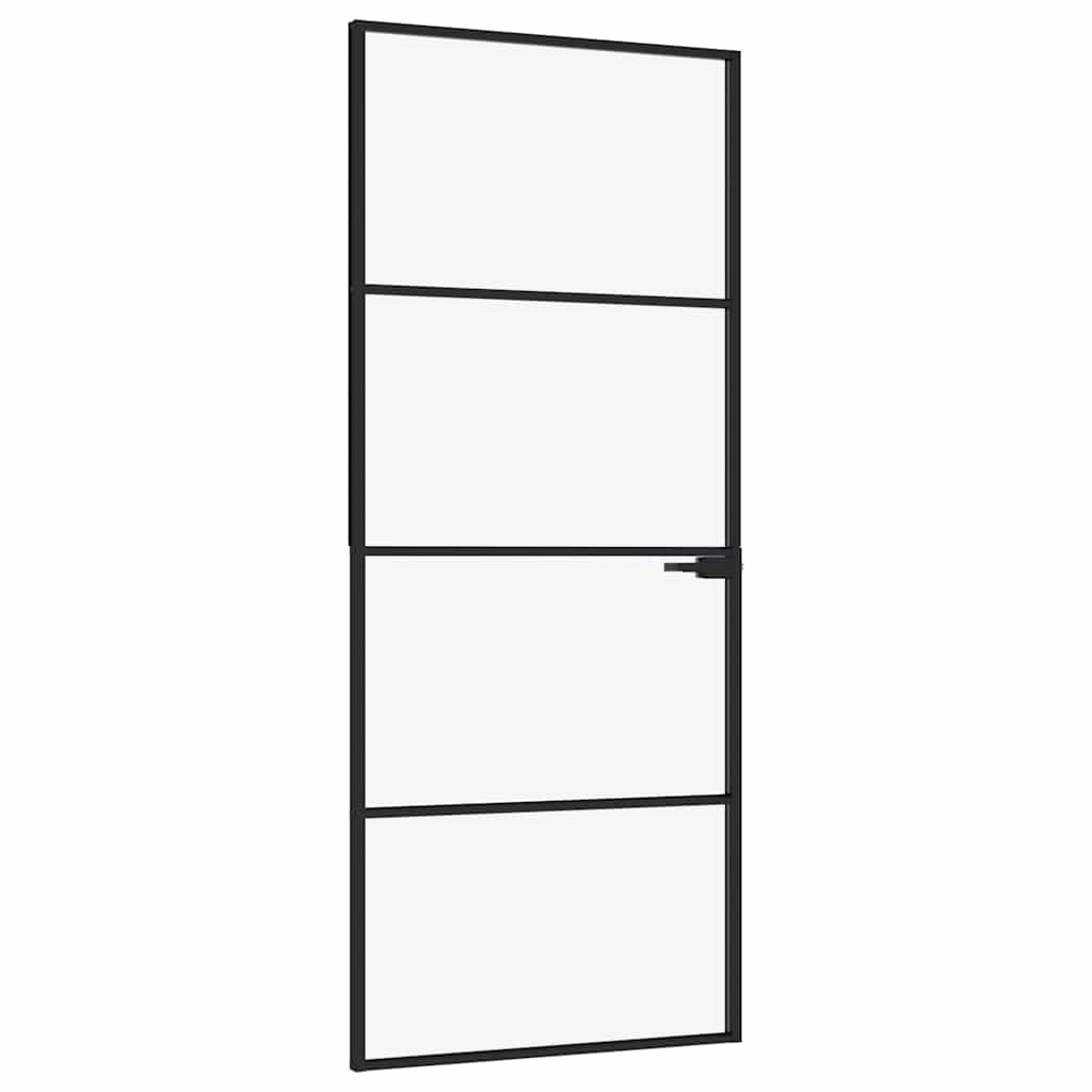 vidaXL Drzwi wewnętrzne, czarne, 83x201,5 cm, szkło i aluminium