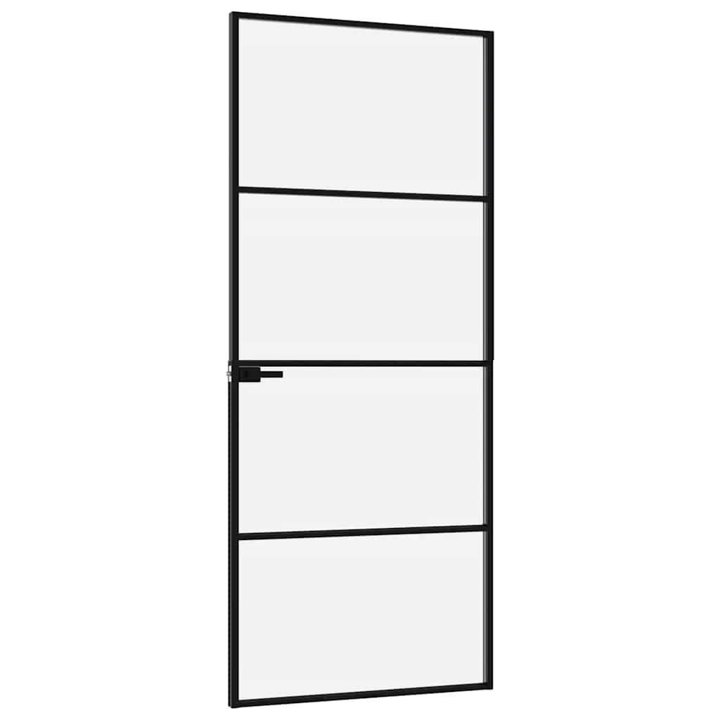 vidaXL Drzwi wewnętrzne, czarne, 83x201,5 cm, szkło i aluminium