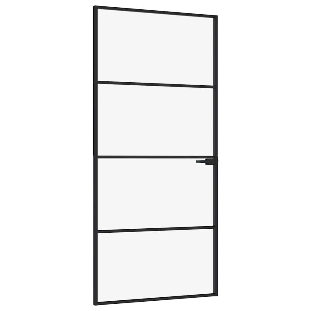 vidaXL Drzwi wewnętrzne, czarne, 93x201,5 cm, szkło i aluminium