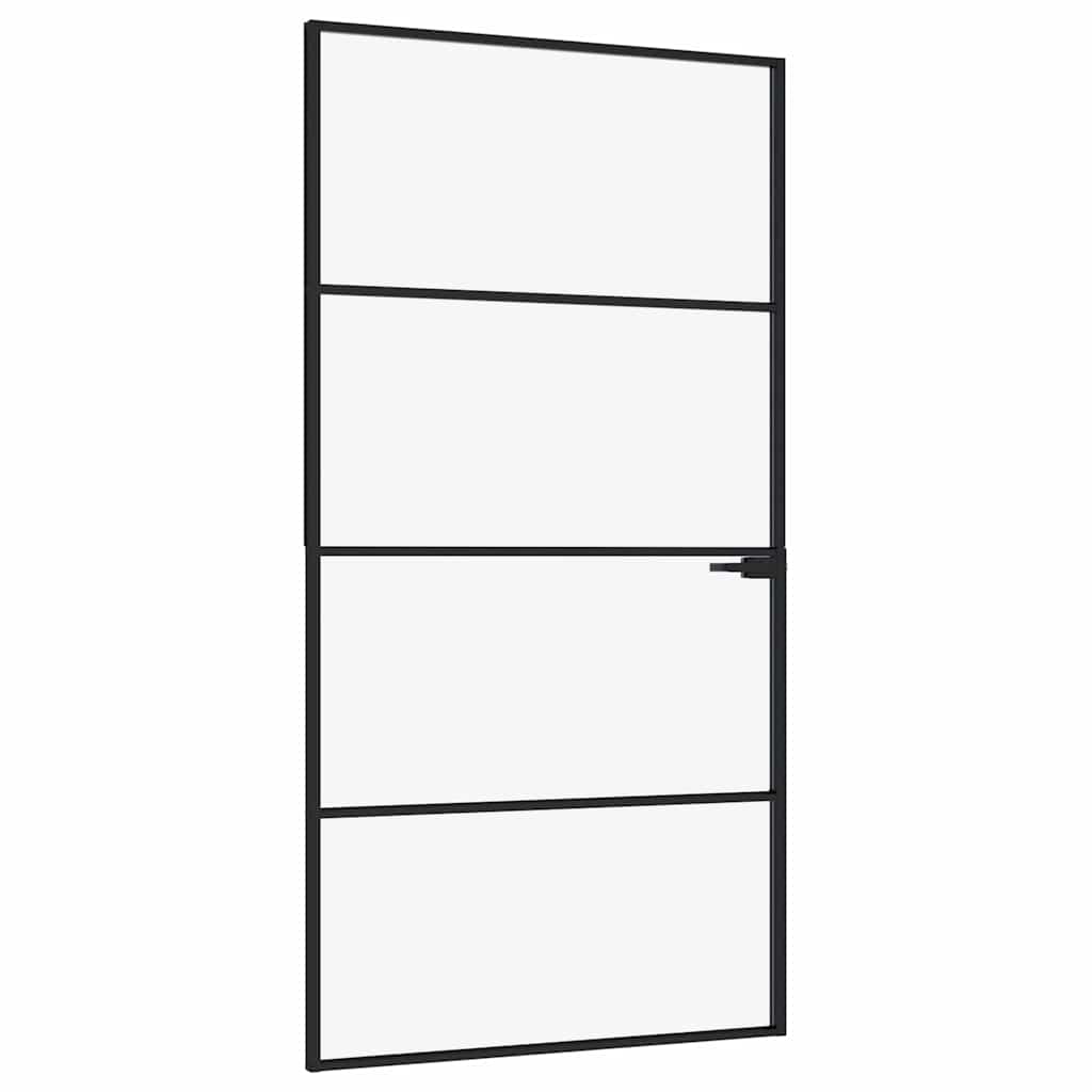 vidaXL Drzwi wewnętrzne, czarne, 102x201,5 cm, szkło i aluminium