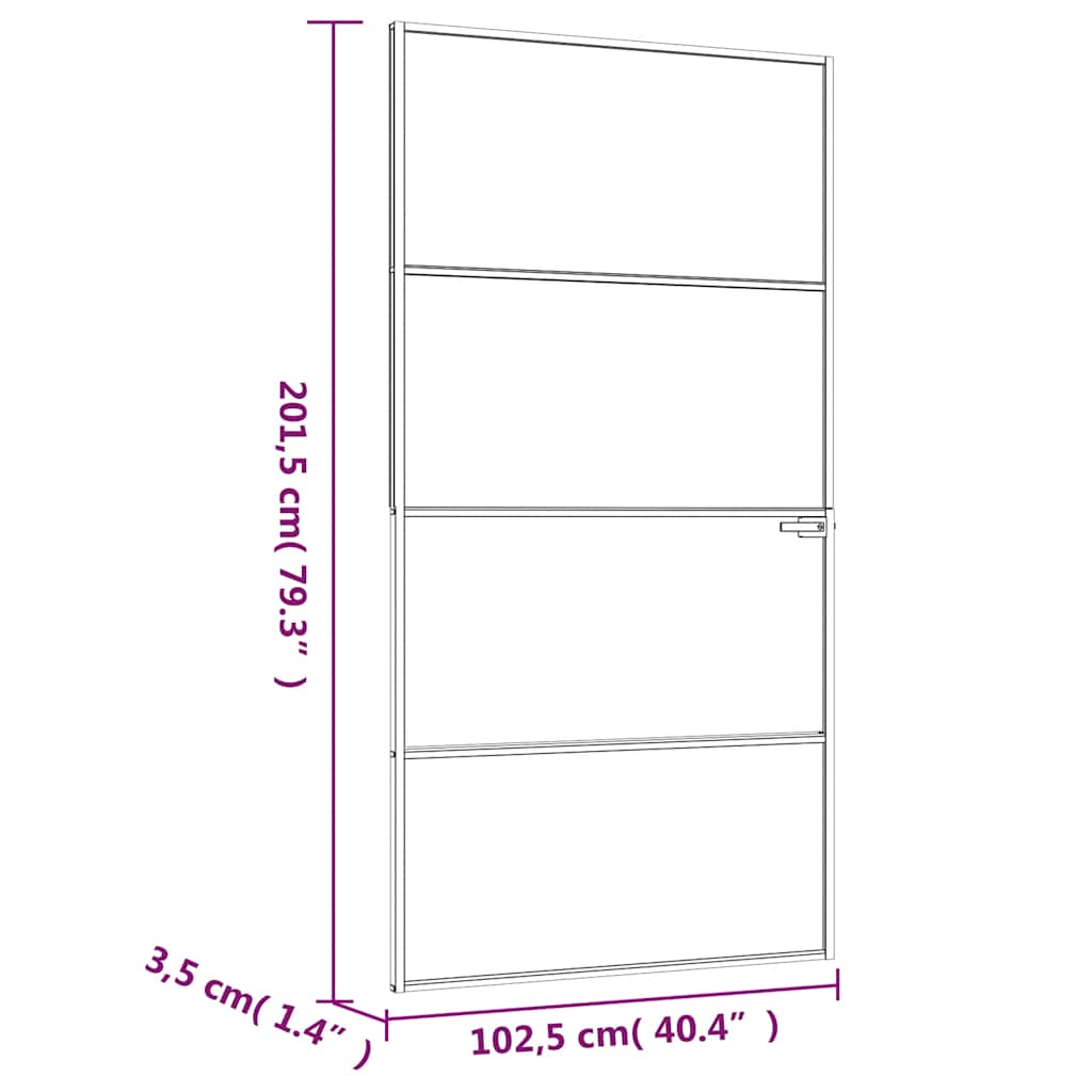 vidaXL Drzwi wewnętrzne, czarne, 102x201,5 cm, szkło i aluminium