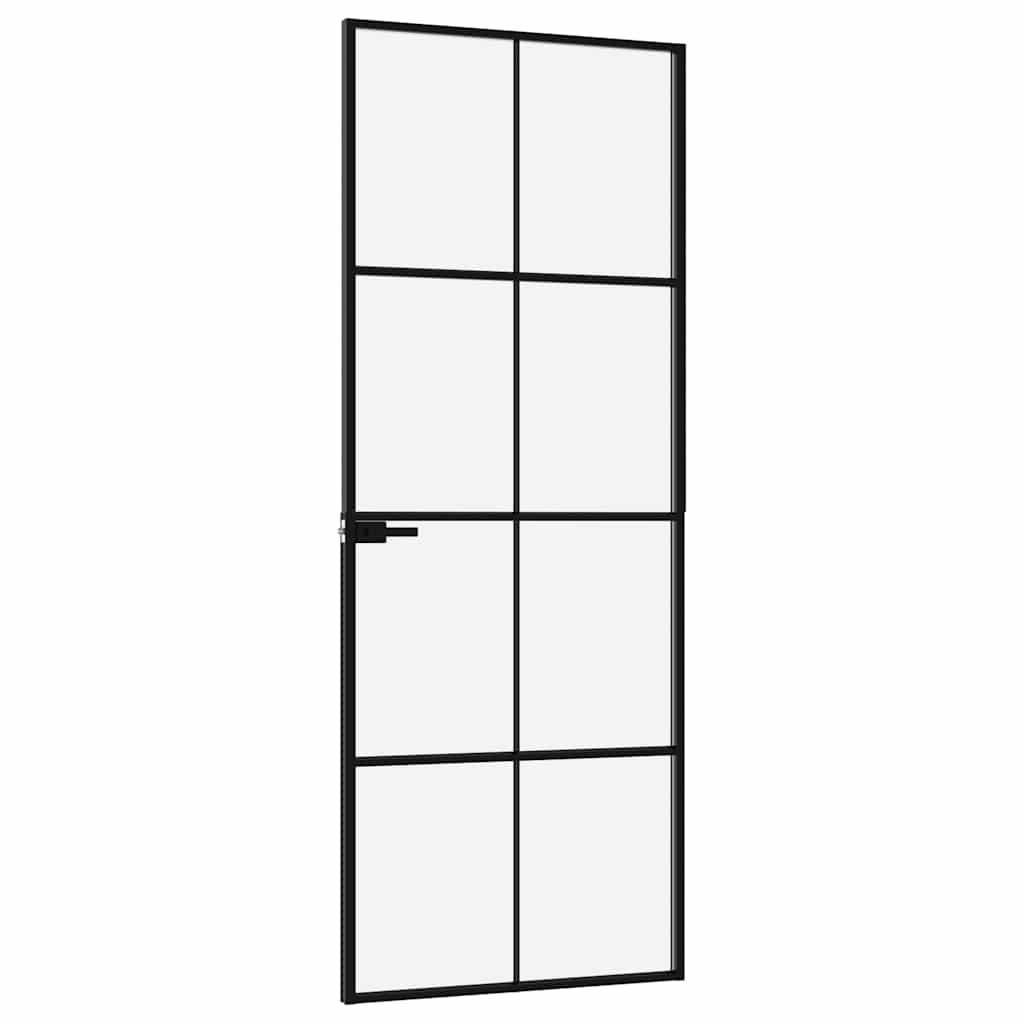vidaXL Drzwi wewnętrzne, czarne, 76x201,5 cm, szkło i aluminium
