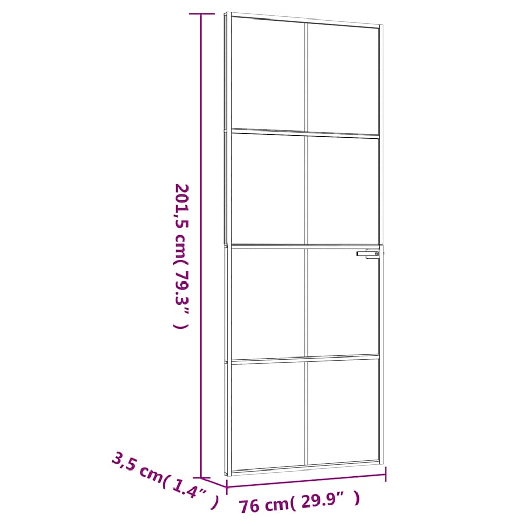 vidaXL Drzwi wewnętrzne, czarne, 76x201,5 cm, szkło i aluminium
