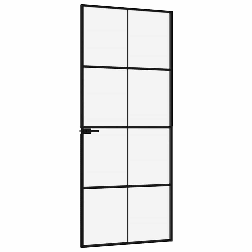 vidaXL Drzwi wewnętrzne, czarne, 83x201,5 cm, szkło i aluminium