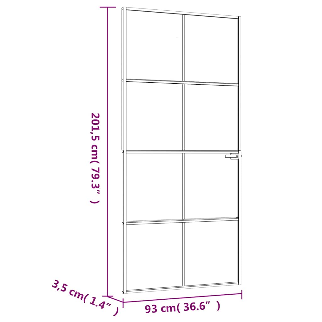 vidaXL Drzwi wewnętrzne, czarne, 93x201,5 cm, szkło i aluminium