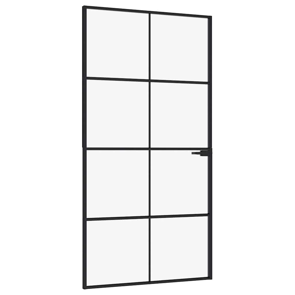 vidaXL Drzwi wewnętrzne, czarne, 102x201,5 cm, szkło i aluminium