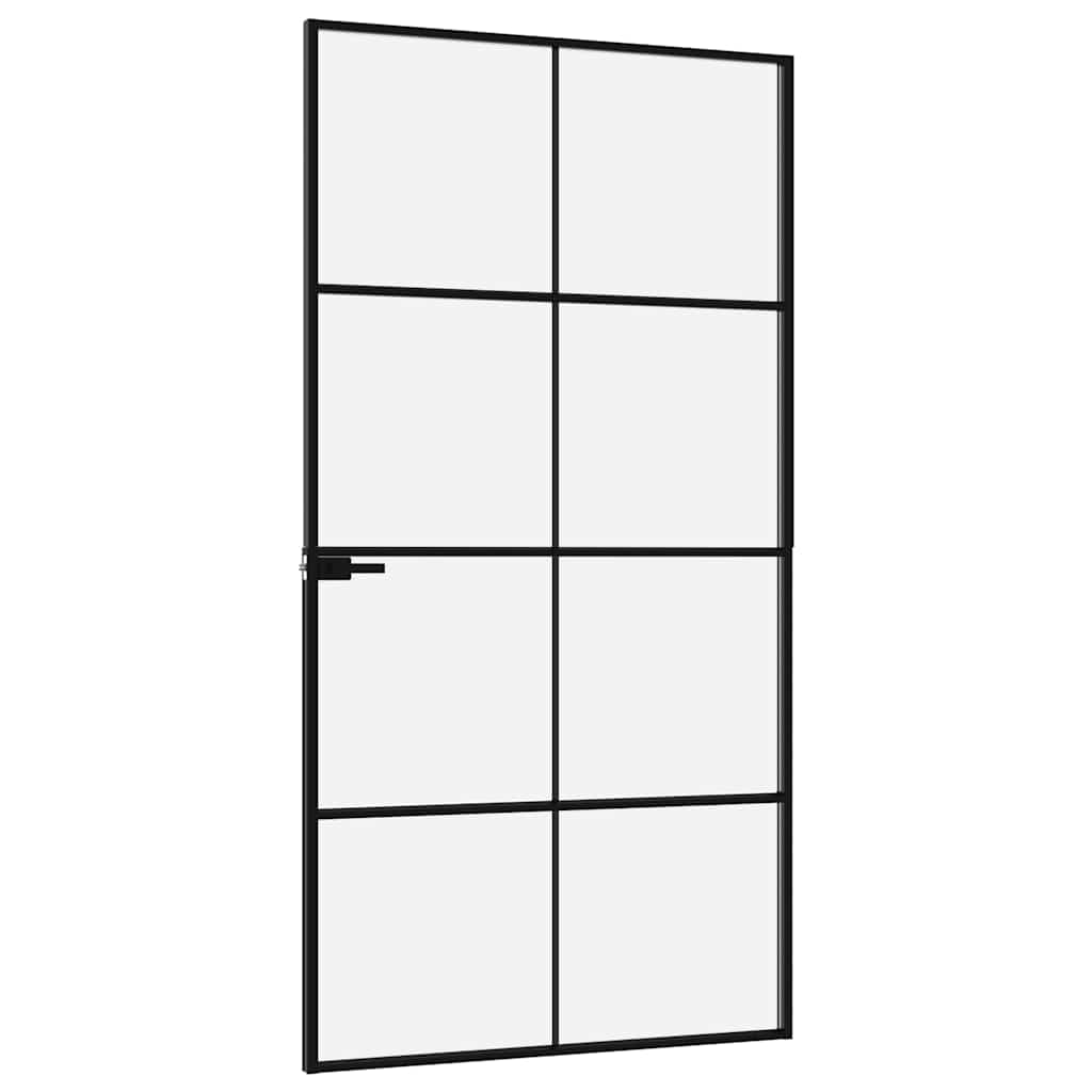 vidaXL Drzwi wewnętrzne, czarne, 102x201,5 cm, szkło i aluminium
