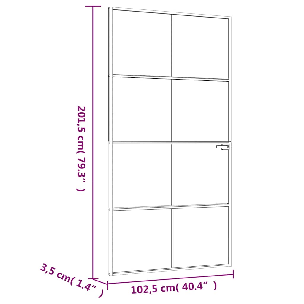 vidaXL Drzwi wewnętrzne, czarne, 102x201,5 cm, szkło i aluminium