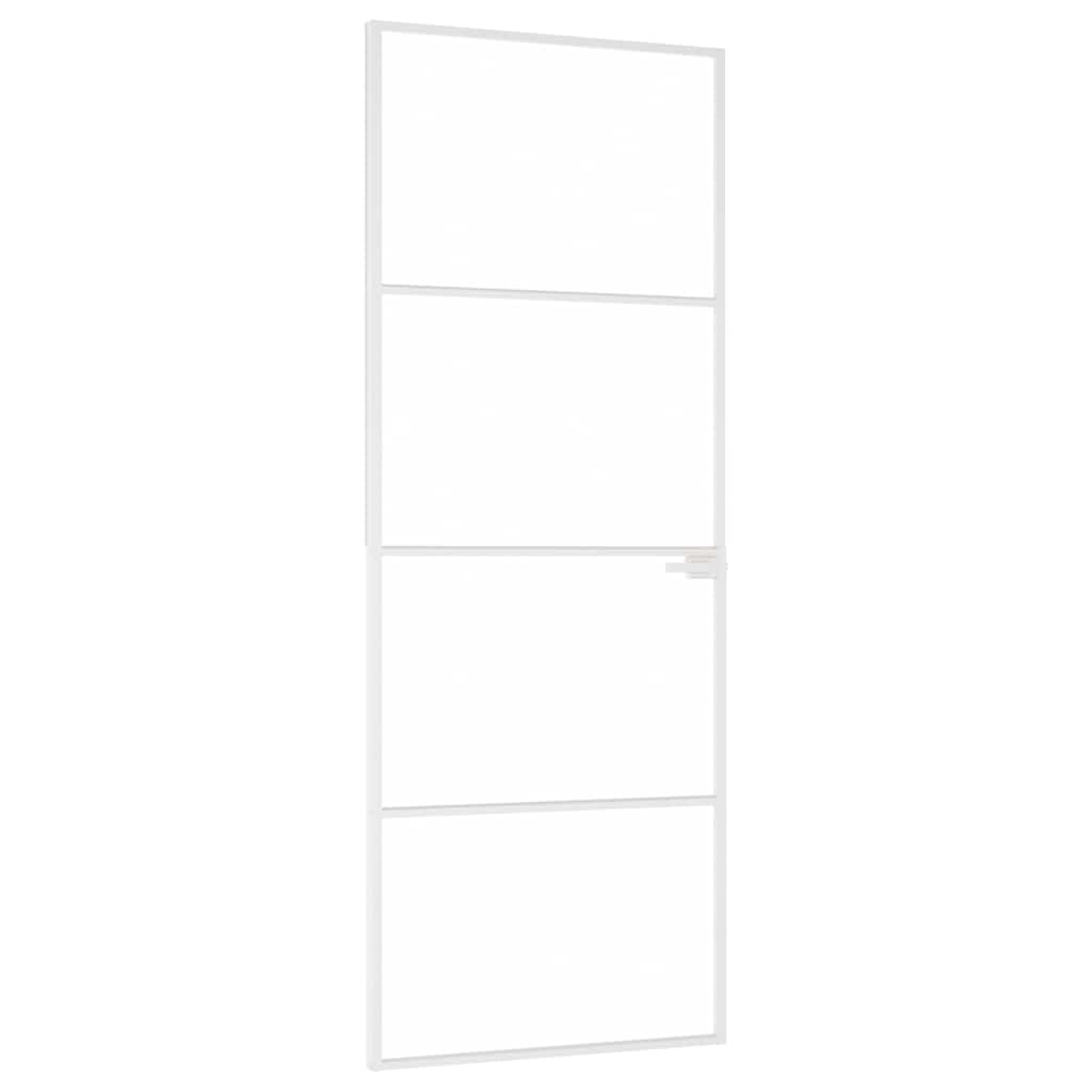 vidaXL Drzwi wewnętrzne, białe, 76x201,5 cm, szkło i aluminium