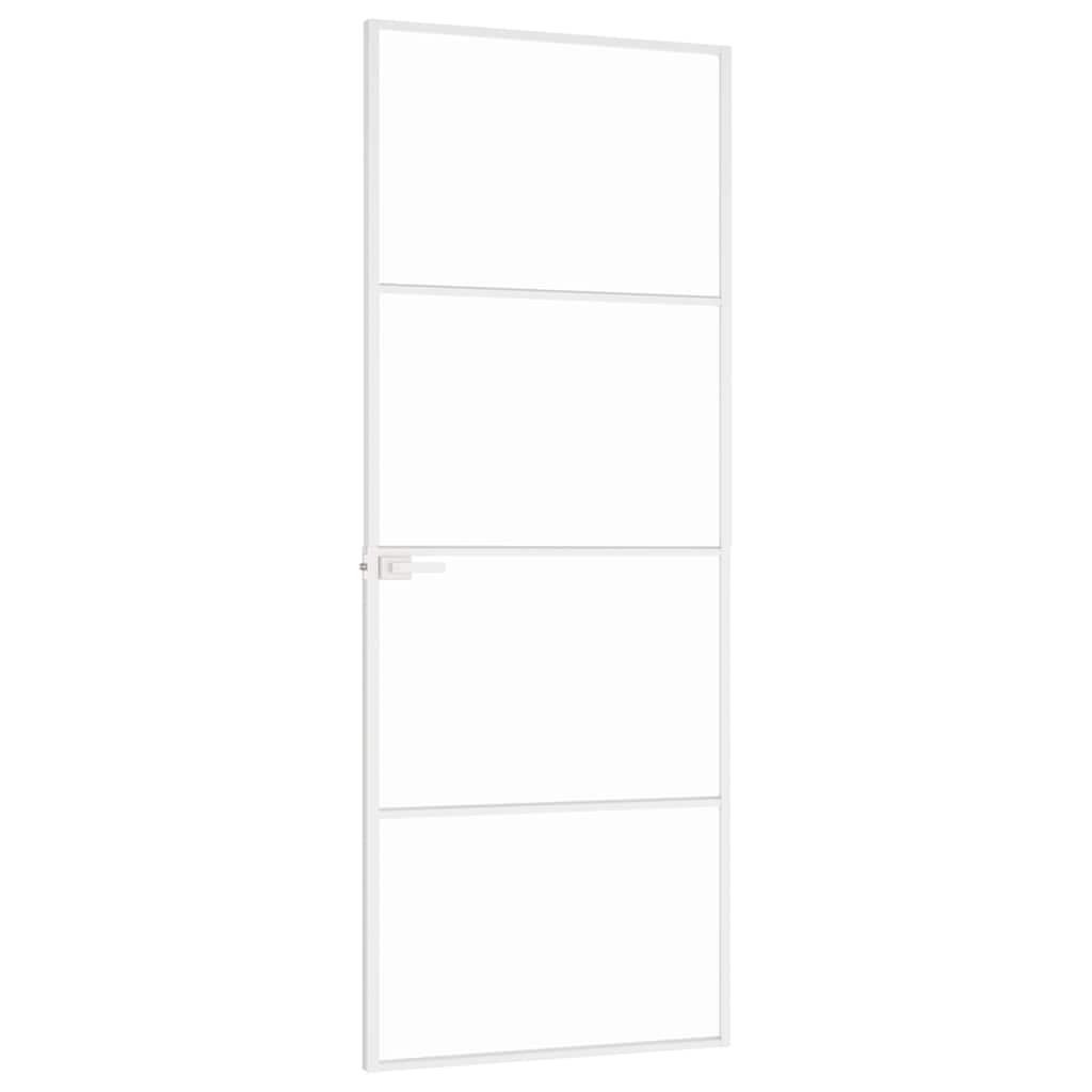 vidaXL Drzwi wewnętrzne, białe, 76x201,5 cm, szkło i aluminium
