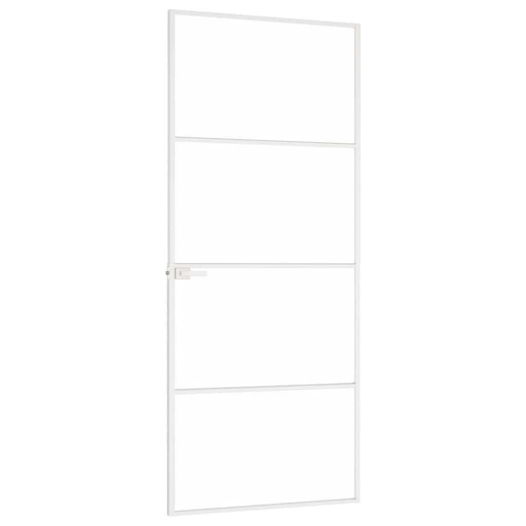 vidaXL Drzwi wewnętrzne, białe, 83x201,5 cm, szkło i aluminium