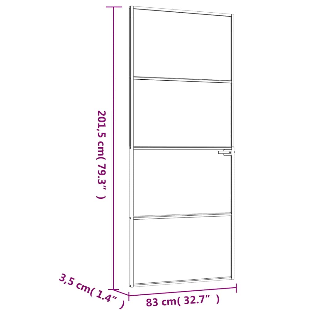 vidaXL Drzwi wewnętrzne, białe, 83x201,5 cm, szkło i aluminium