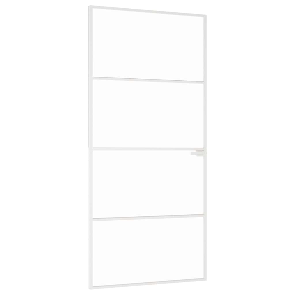 vidaXL Drzwi wewnętrzne, białe, 93x201,5 cm, szkło i aluminium