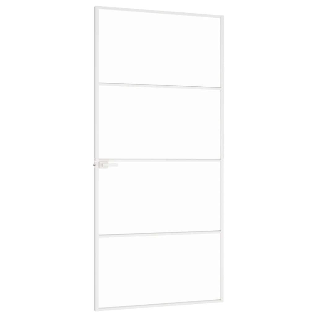 vidaXL Drzwi wewnętrzne, białe, 93x201,5 cm, szkło i aluminium