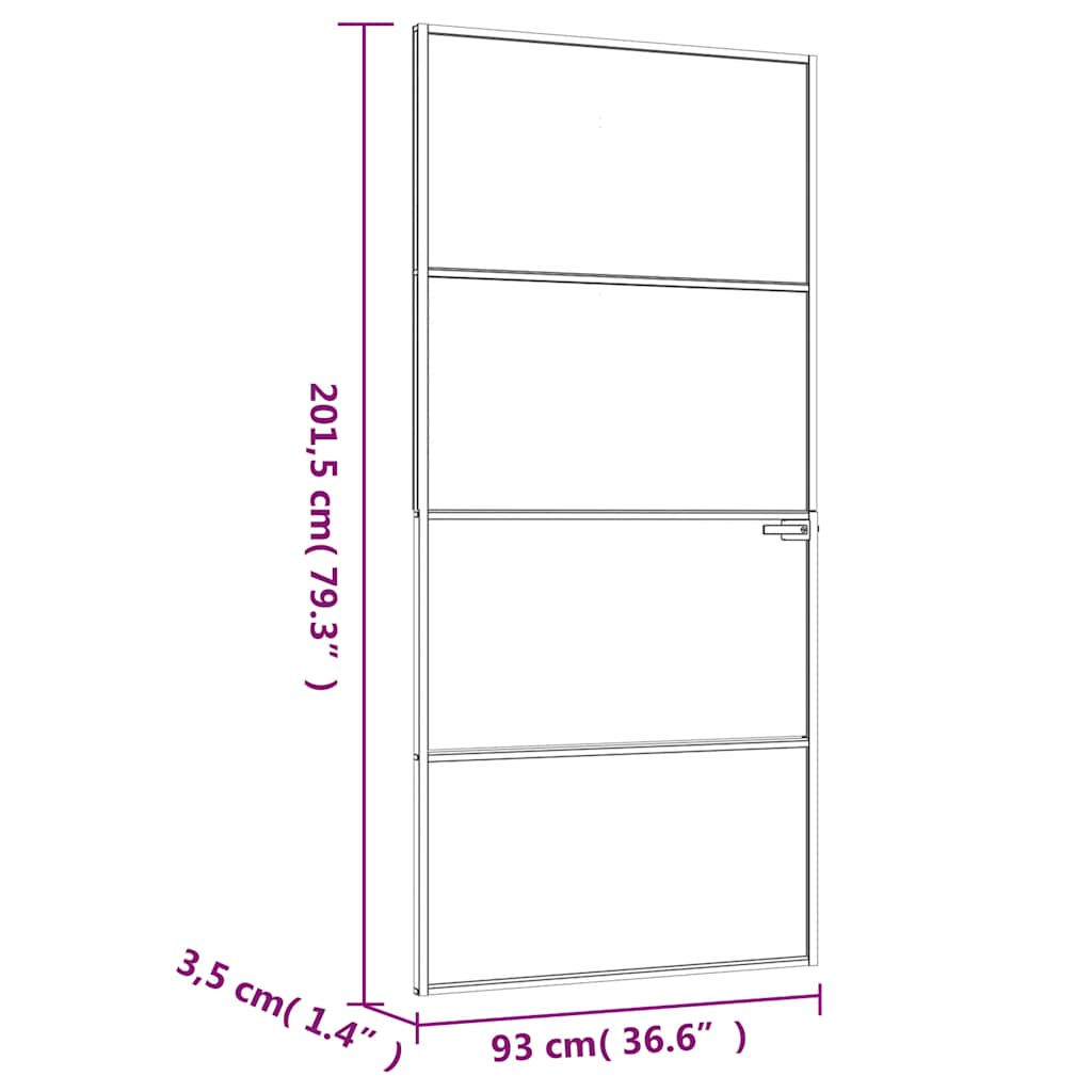 vidaXL Drzwi wewnętrzne, białe, 93x201,5 cm, szkło i aluminium