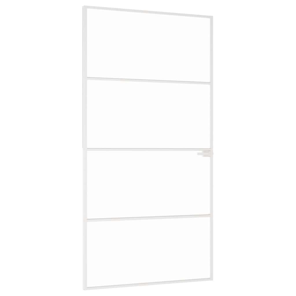 vidaXL Drzwi wewnętrzne, białe, 102x201,5 cm, szkło i aluminium
