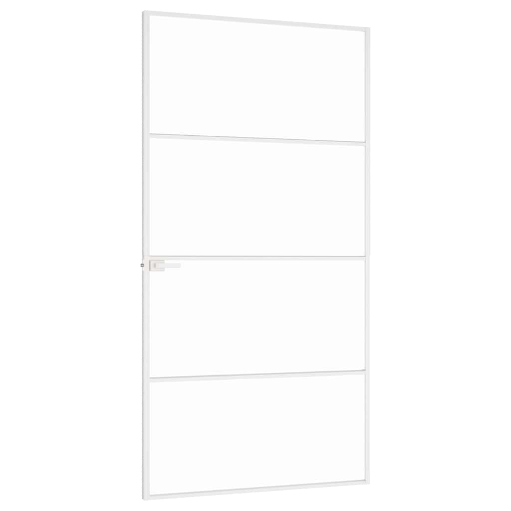 vidaXL Drzwi wewnętrzne, białe, 102x201,5 cm, szkło i aluminium