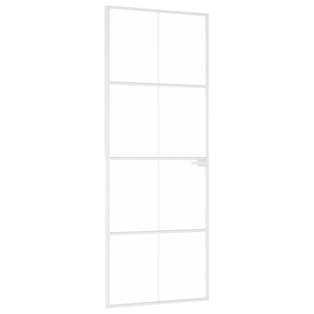 vidaXL Drzwi wewnętrzne, białe, 76x201,5 cm, szkło i aluminium