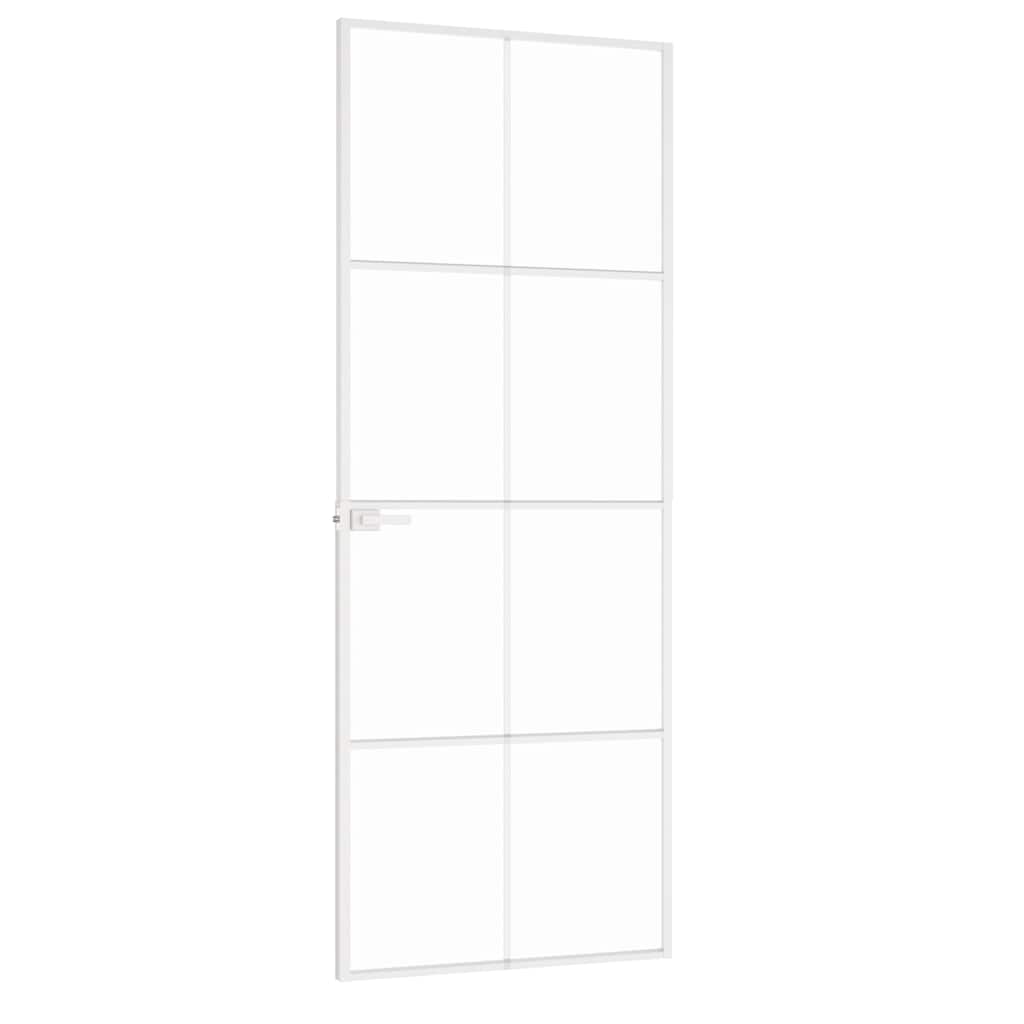 vidaXL Drzwi wewnętrzne, białe, 76x201,5 cm, szkło i aluminium