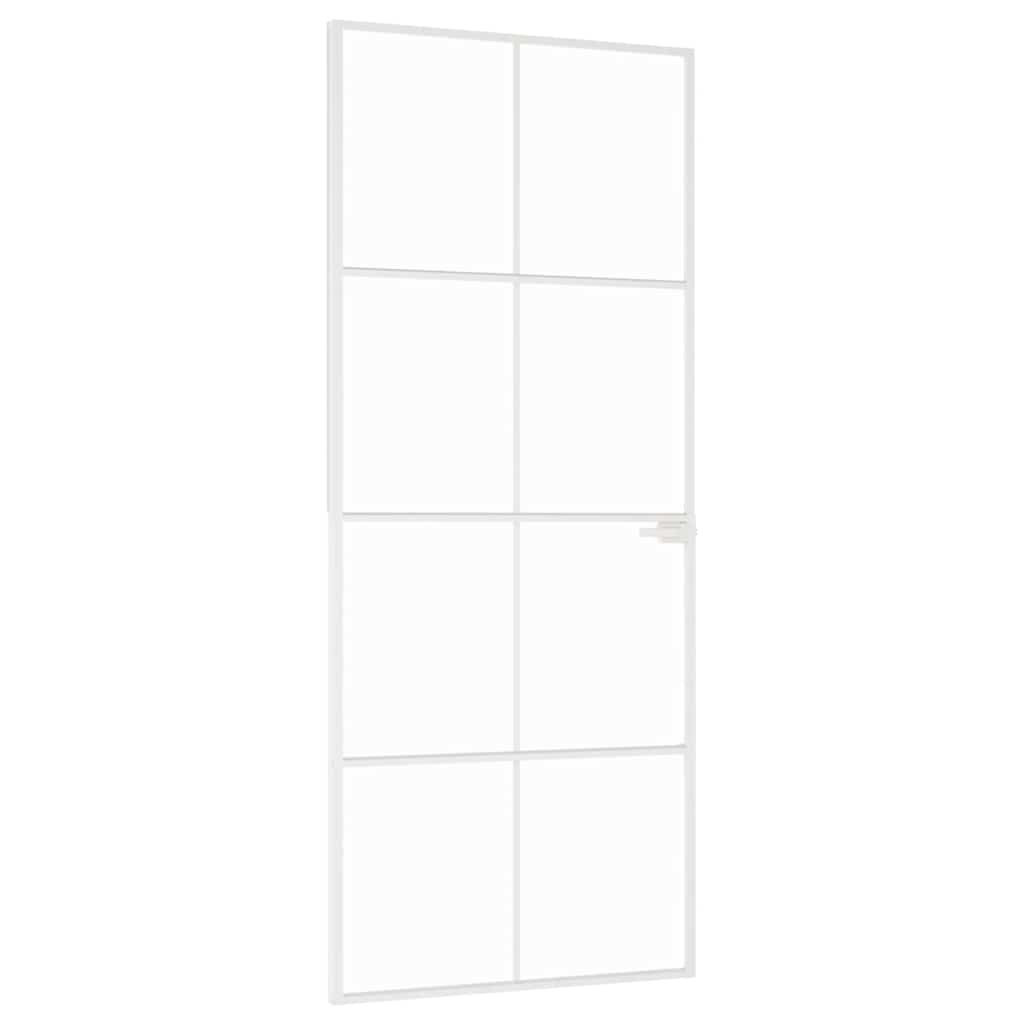 vidaXL Drzwi wewnętrzne, białe, 83x201,5 cm, szkło i aluminium