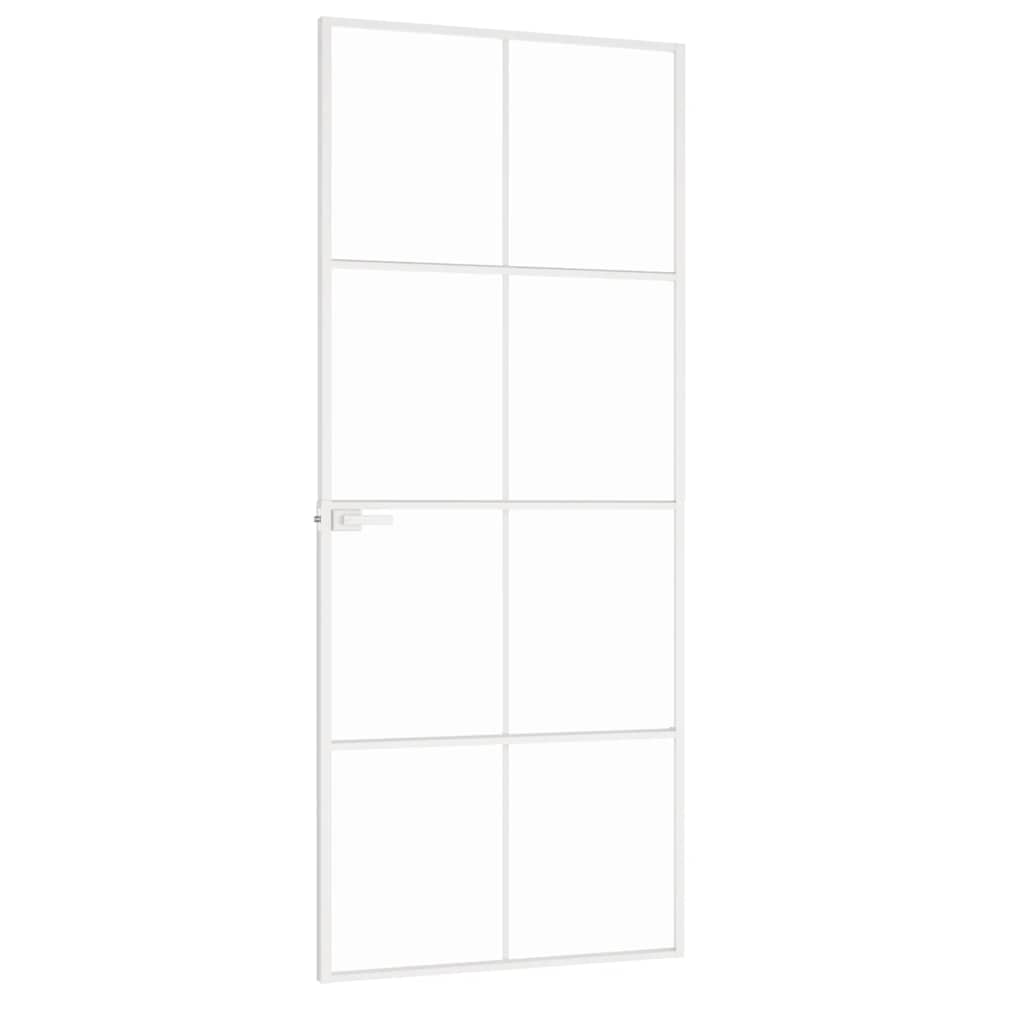 vidaXL Drzwi wewnętrzne, białe, 83x201,5 cm, szkło i aluminium