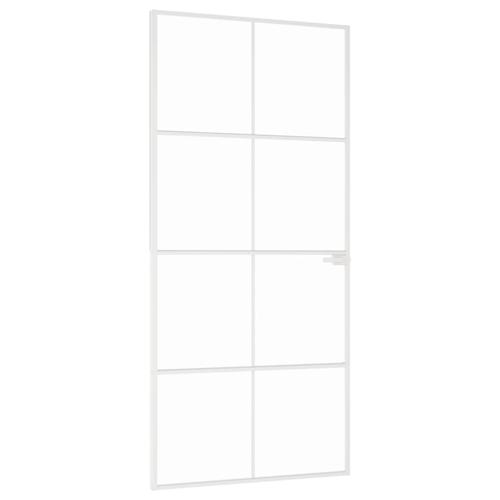 vidaXL Drzwi wewnętrzne, białe, 93x201,5 cm, szkło i aluminium