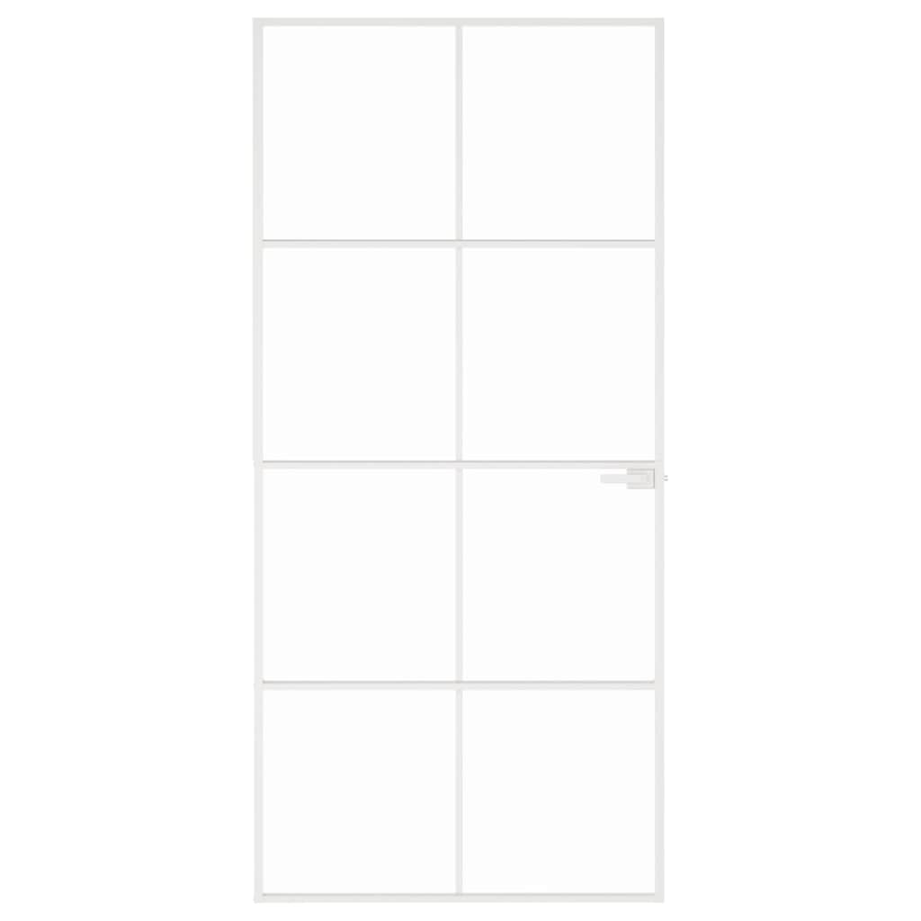 vidaXL Drzwi wewnętrzne, białe, 93x201,5 cm, szkło i aluminium