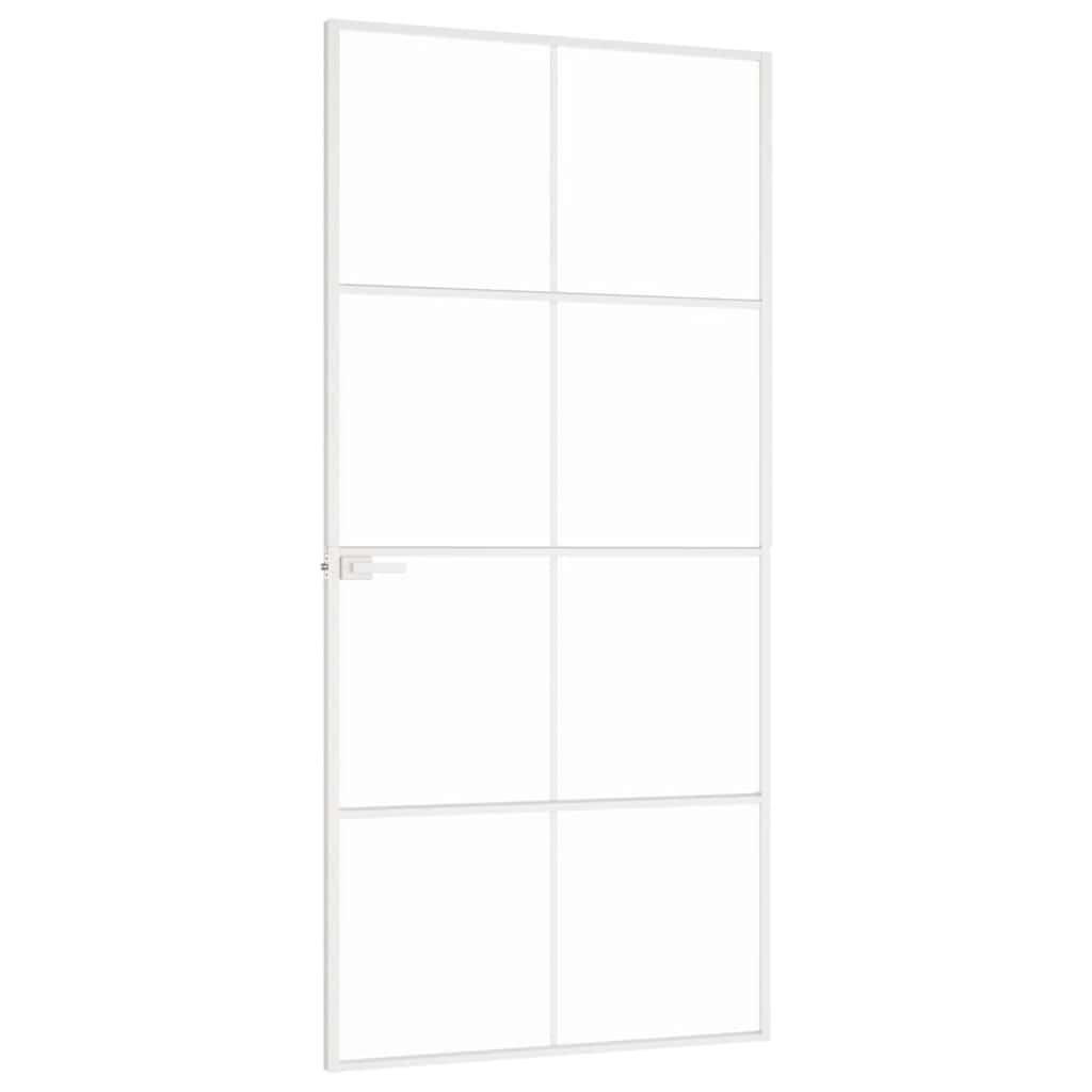 vidaXL Drzwi wewnętrzne, białe, 93x201,5 cm, szkło i aluminium