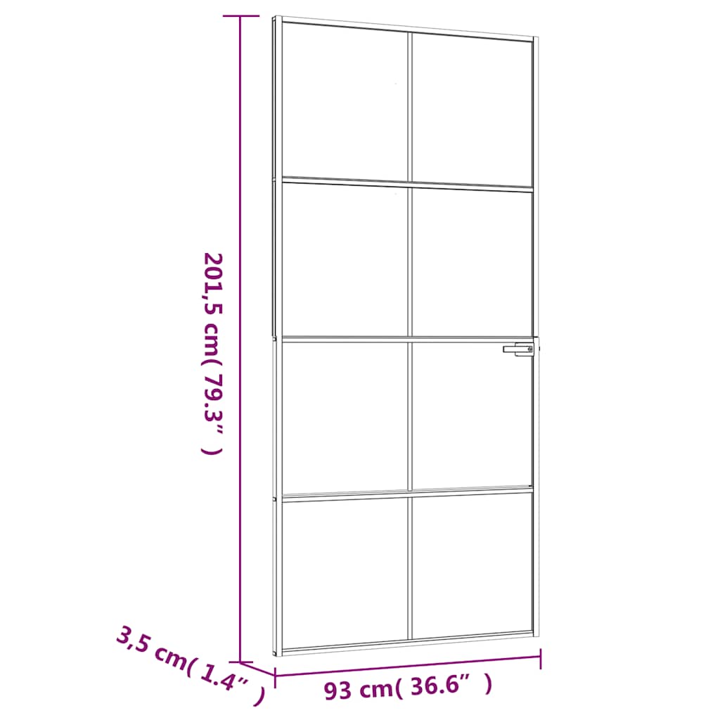 vidaXL Drzwi wewnętrzne, białe, 93x201,5 cm, szkło i aluminium