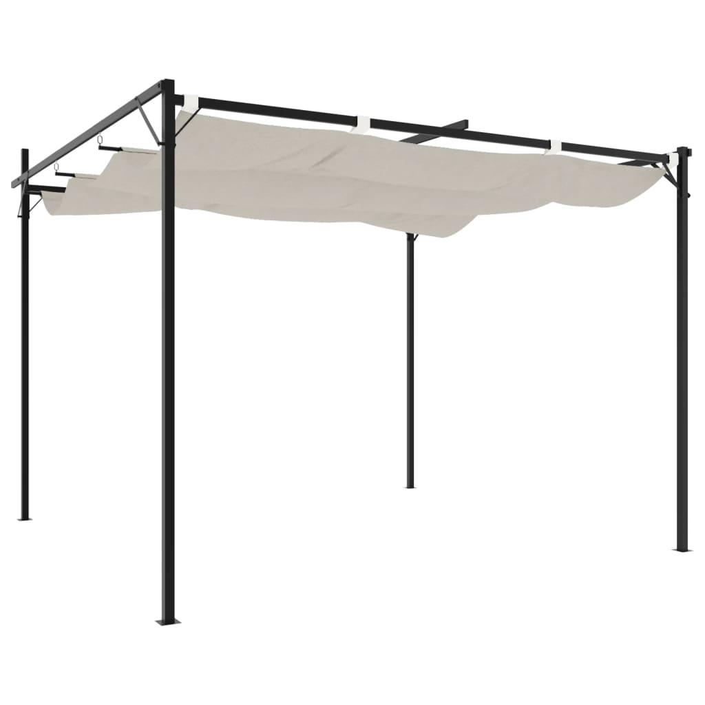 vidaXL Pergola ze zwijanym dachem, kremowa, 295x292x230 cm