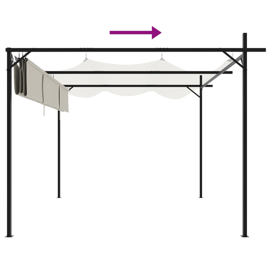 vidaXL Pergola ze zwijanym dachem, kremowa, 295x292x230 cm