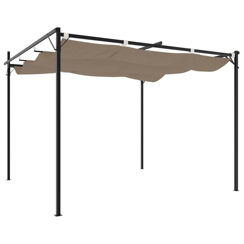 vidaXL Pergola ze zwijanym dachem, taupe, 295x292x230 cm
