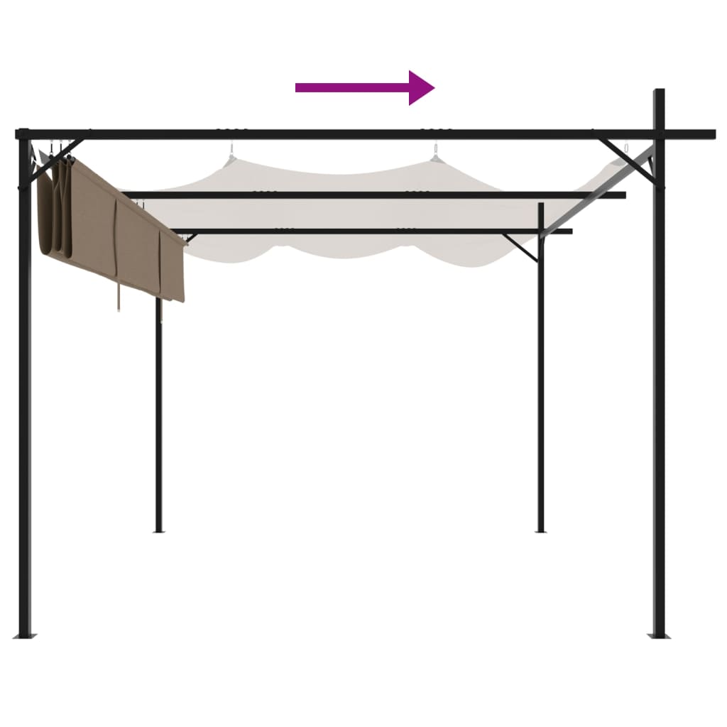vidaXL Pergola ze zwijanym dachem, taupe, 295x292x230 cm