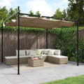 vidaXL Pergola ze zwijanym dachem, taupe, 295x292x230 cm