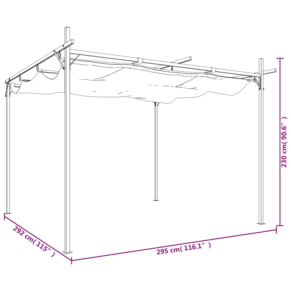 vidaXL Pergola ze zwijanym dachem, antracytowa, 295x292x230 cm