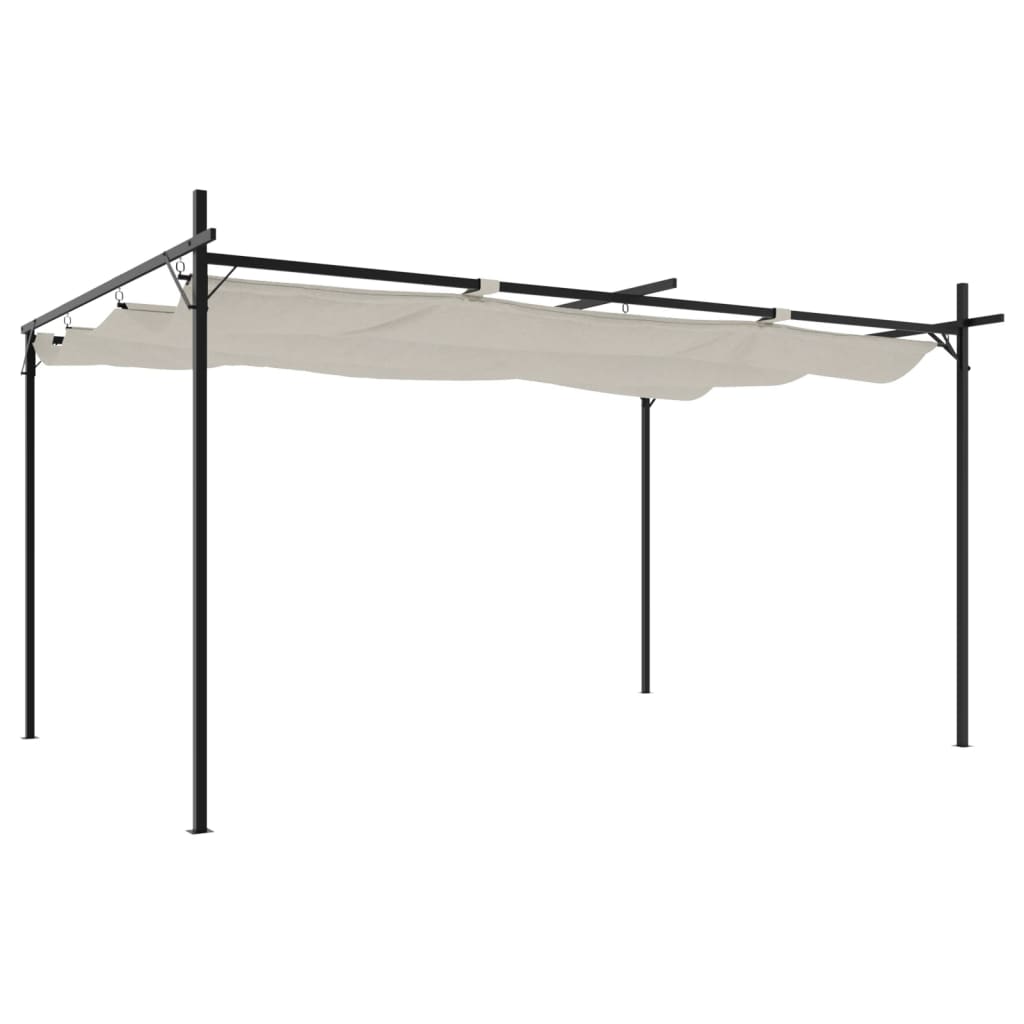 vidaXL Pergola ze zwijanym dachem, kremowa, 395x292x230 cm