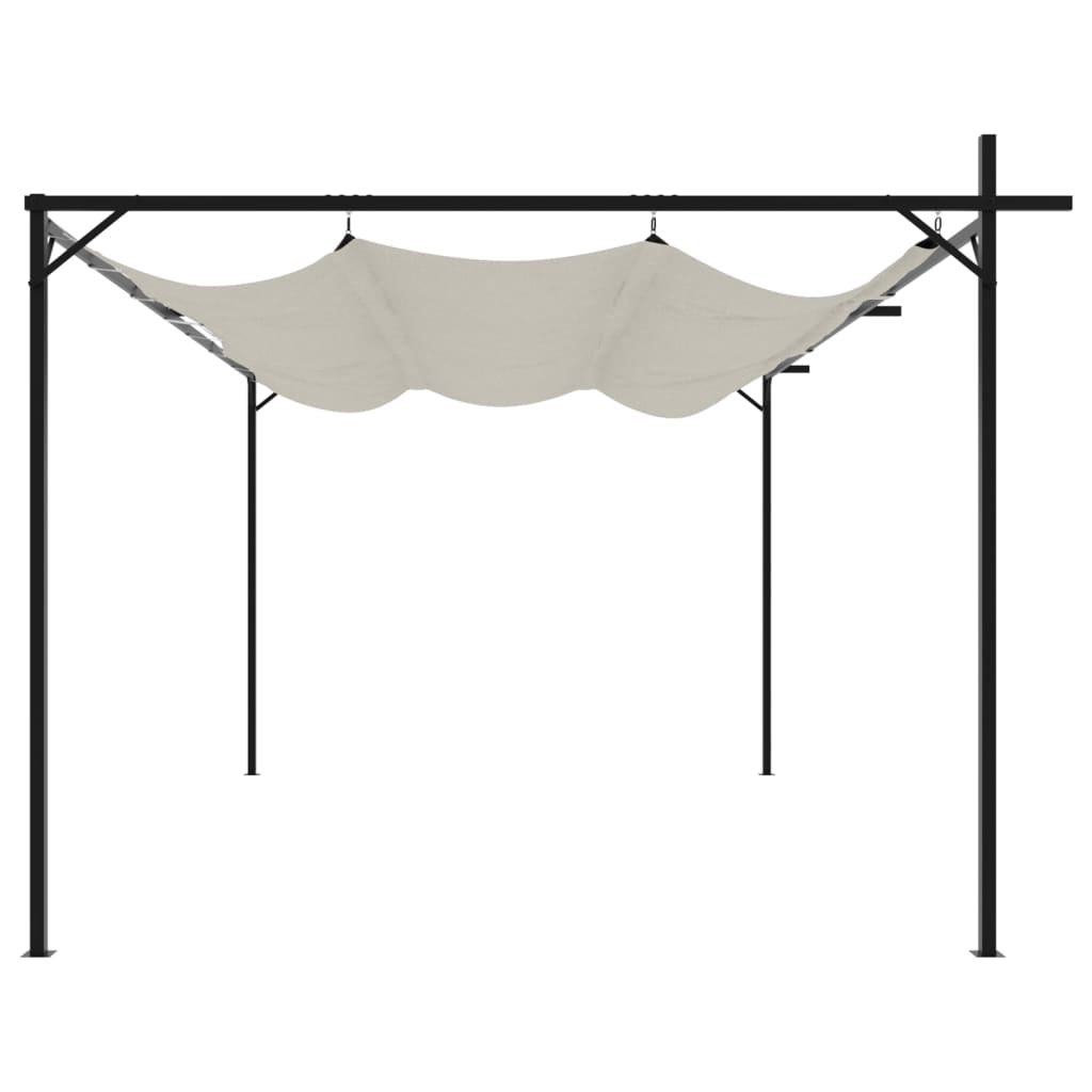 vidaXL Pergola ze zwijanym dachem, kremowa, 395x292x230 cm