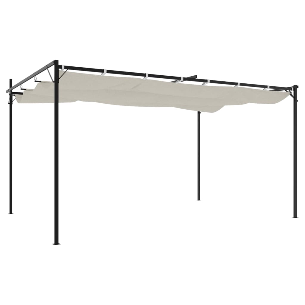 vidaXL Pergola ze zwijanym dachem, kremowa, 395x292x230 cm