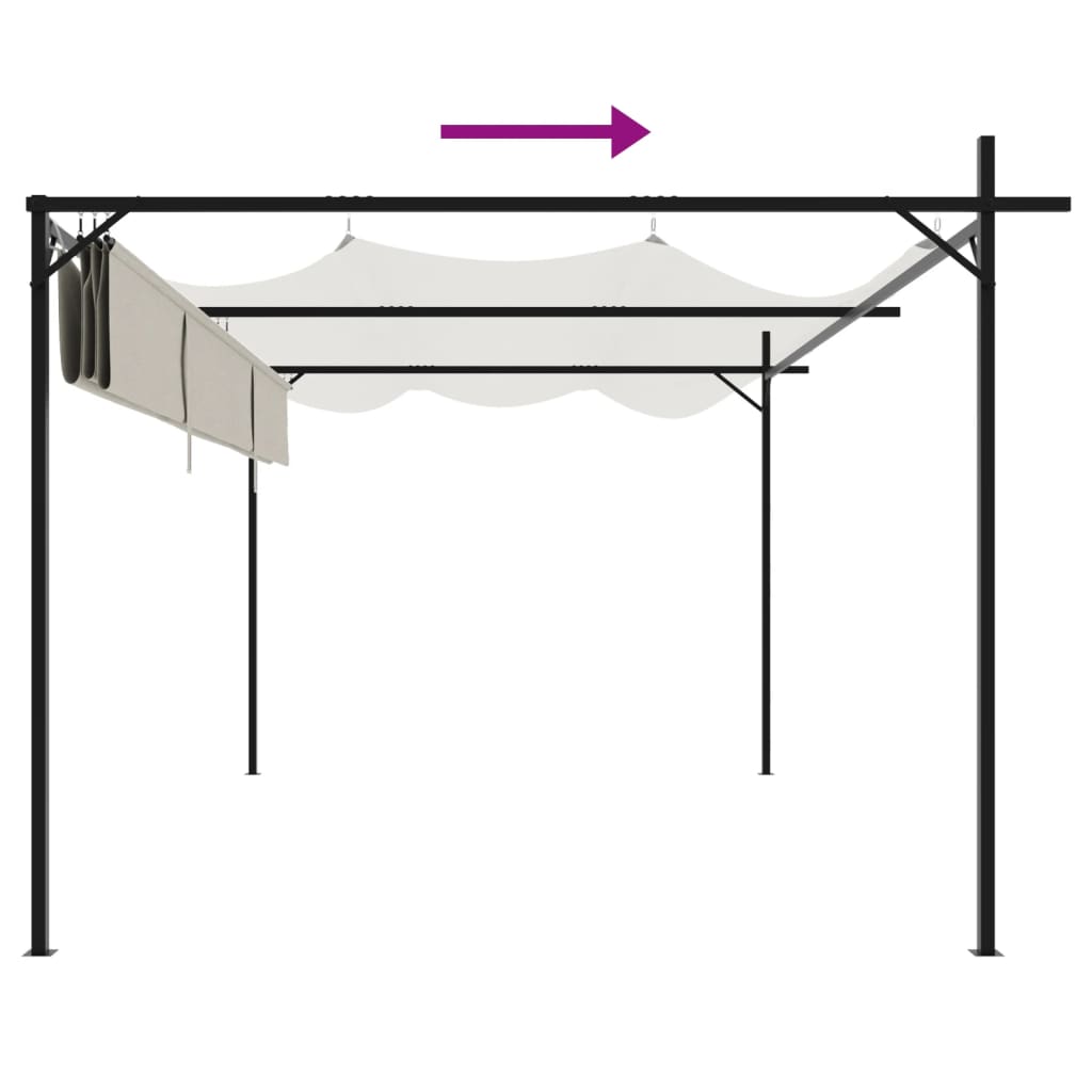 vidaXL Pergola ze zwijanym dachem, kremowa, 395x292x230 cm