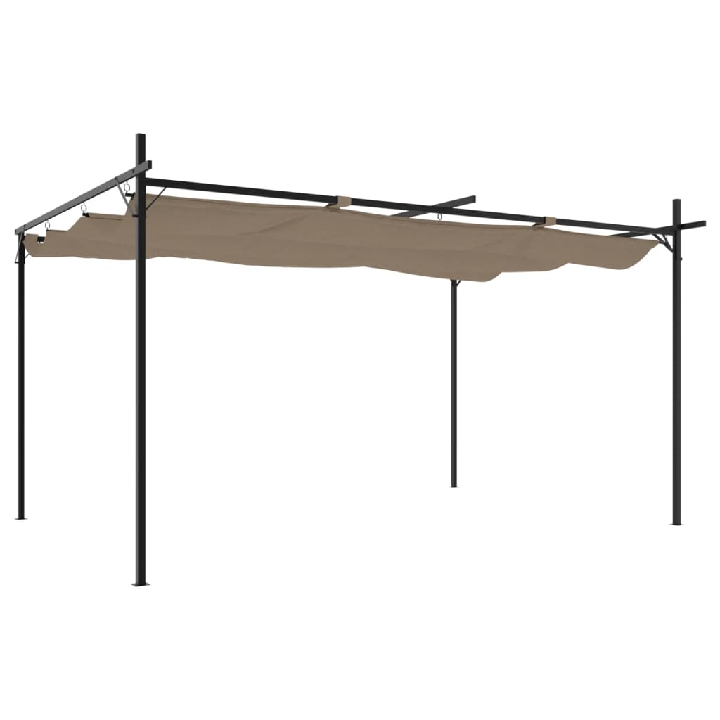 vidaXL Pergola ze zwijanym dachem, taupe, 395x292x230 cm