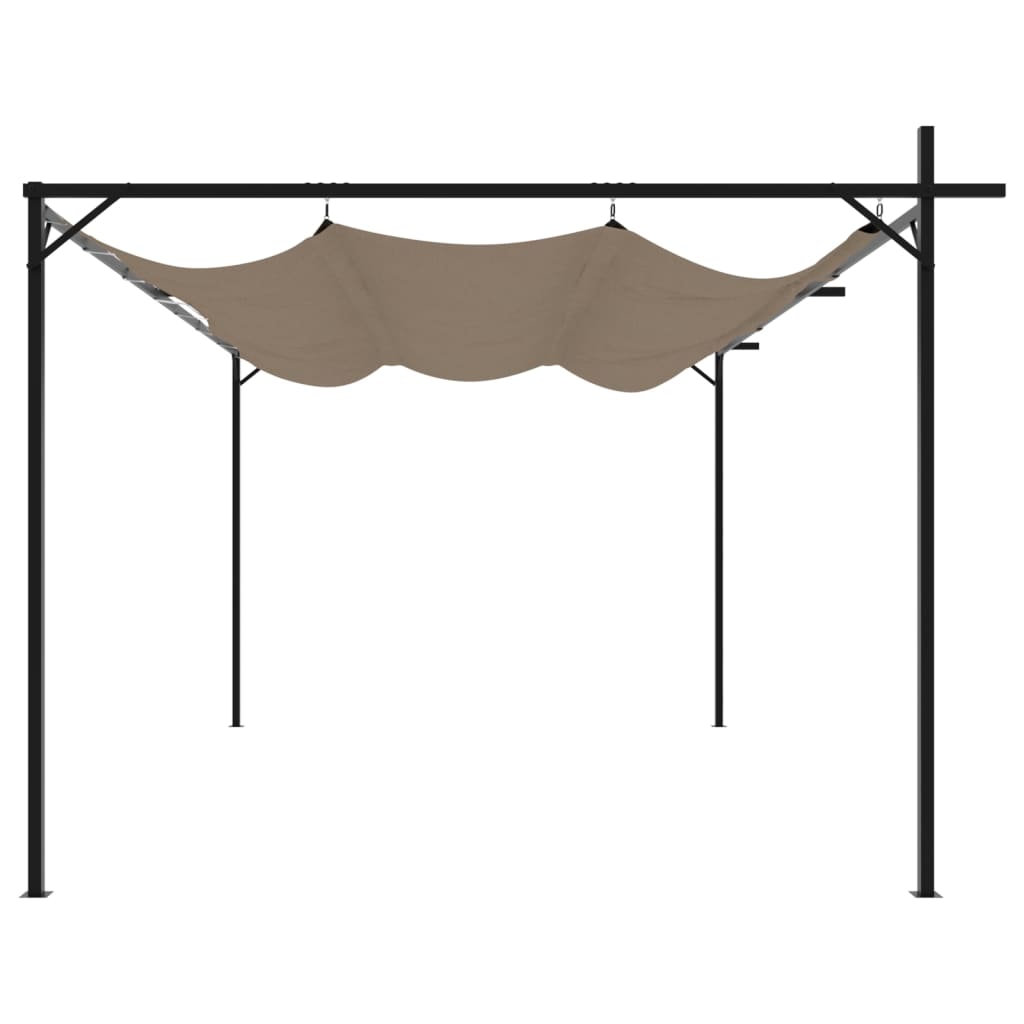 vidaXL Pergola ze zwijanym dachem, taupe, 395x292x230 cm