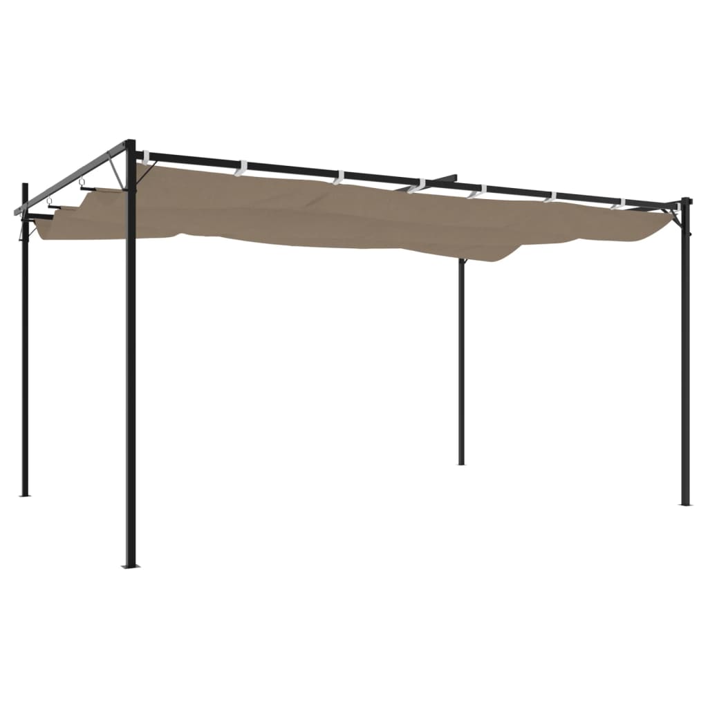 vidaXL Pergola ze zwijanym dachem, taupe, 395x292x230 cm