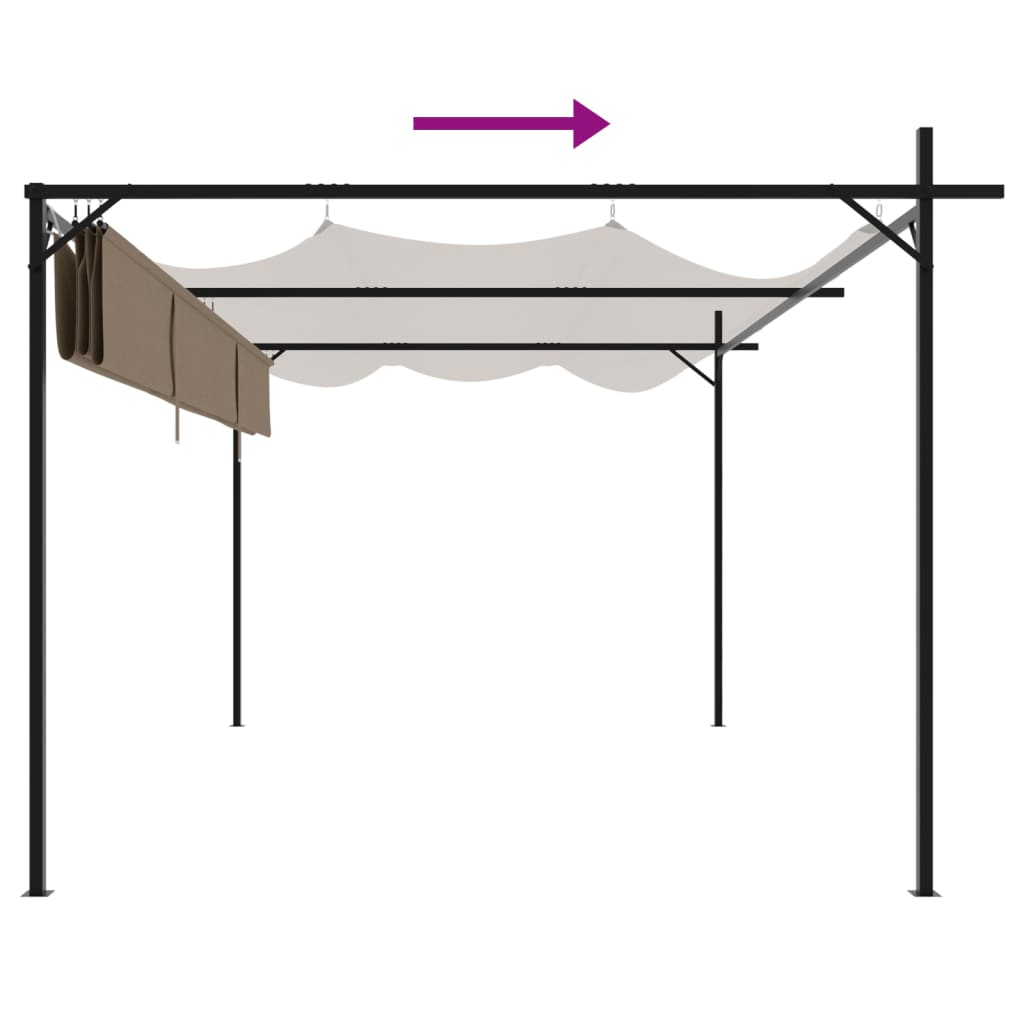 vidaXL Pergola ze zwijanym dachem, taupe, 395x292x230 cm