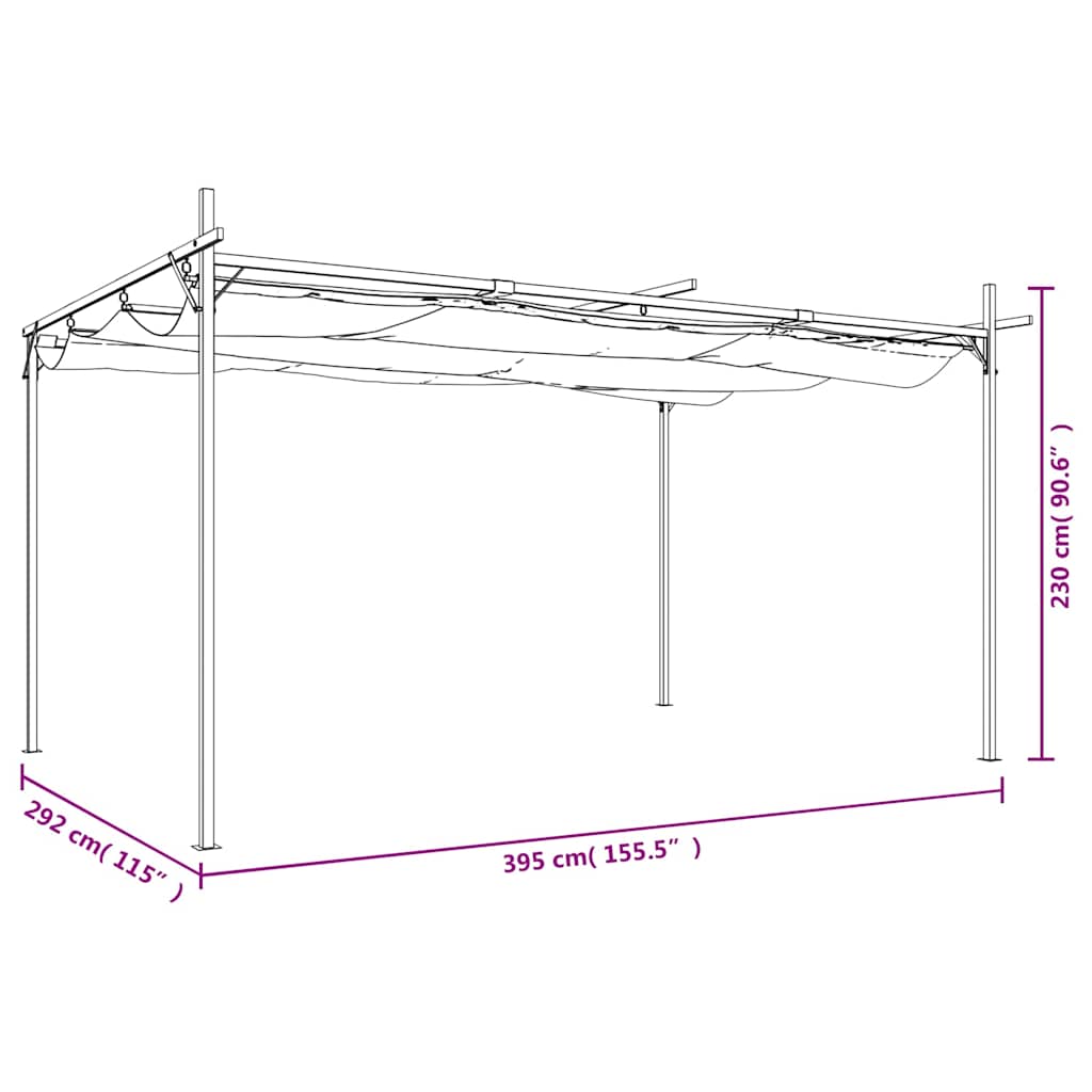 vidaXL Pergola ze zwijanym dachem, antracytowa, 395x292x230 cm