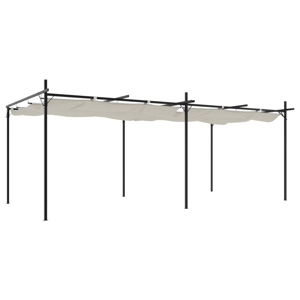 vidaXL Pergola ze zwijanym dachem, kremowa, 589x292x230 cm