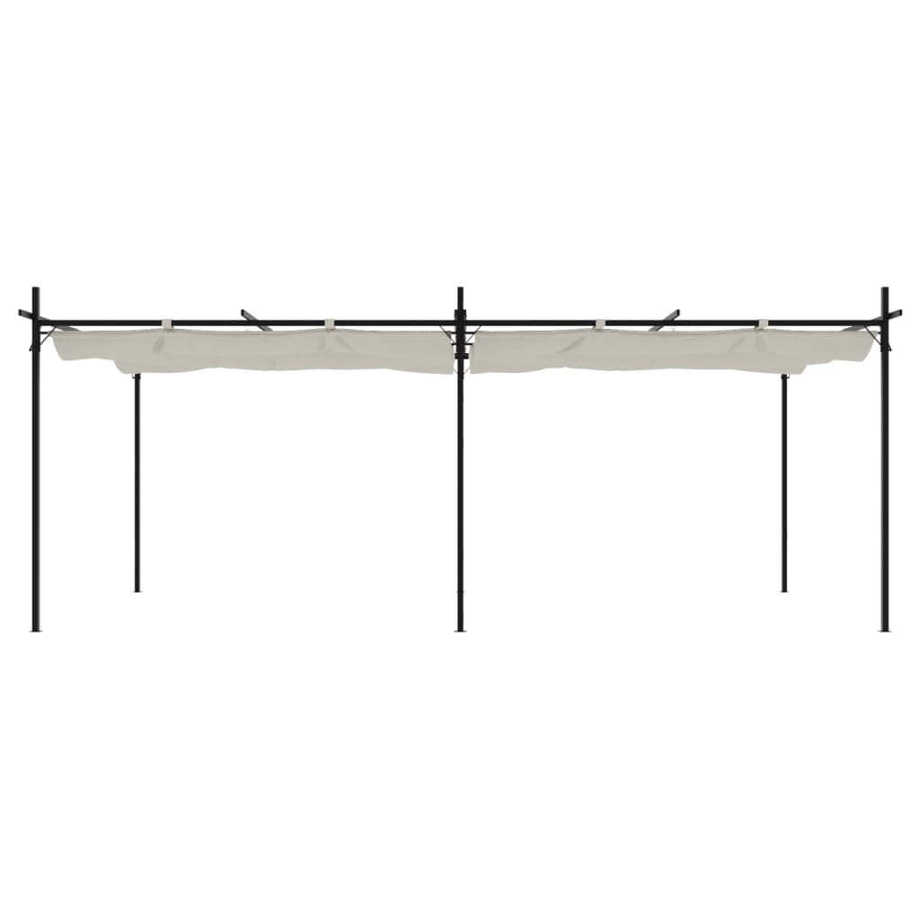 vidaXL Pergola ze zwijanym dachem, kremowa, 589x292x230 cm