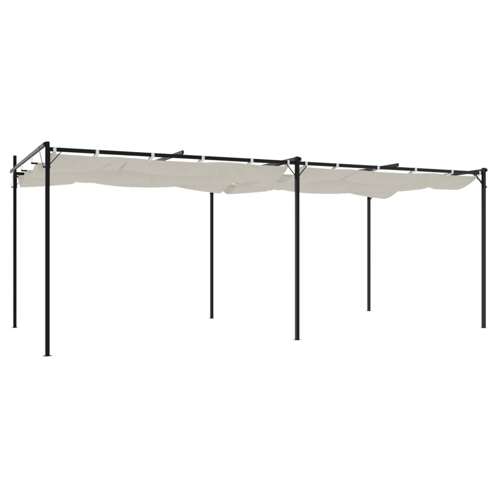 vidaXL Pergola ze zwijanym dachem, kremowa, 589x292x230 cm